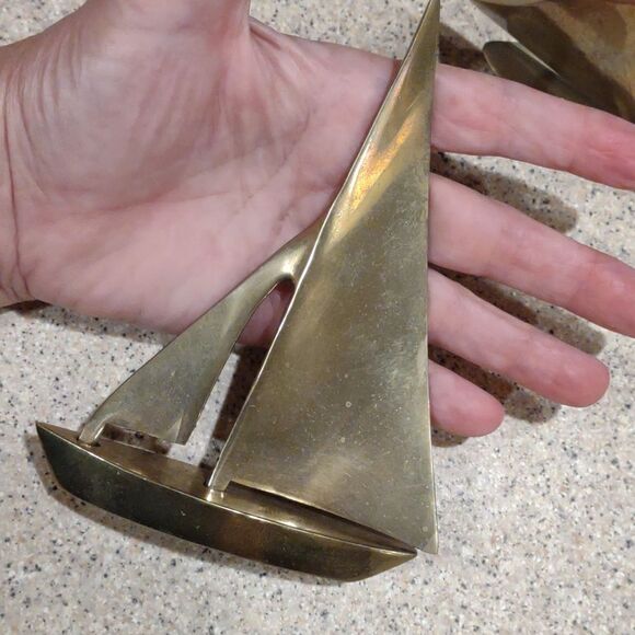 👍 Vintage Brass Sail Boats C2 - Picture 3 of 8